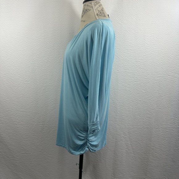 Made by Johnny Women's V-Neck 3/4 Sleeve Dolman Top with Side Shirring XXXL Blue - Picture 5 of 9